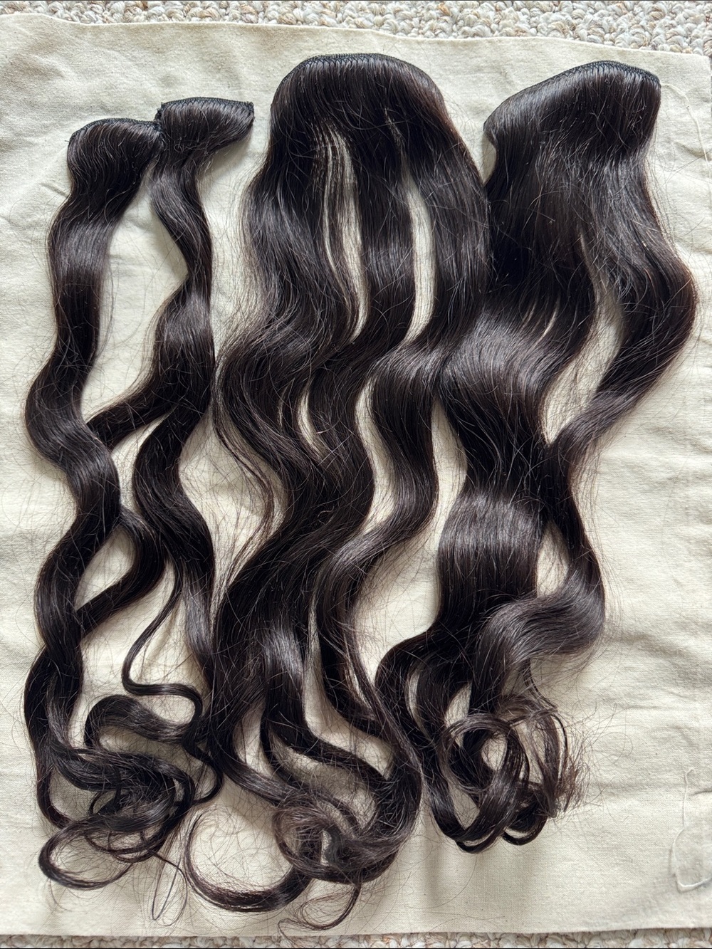 Remy Clips 18” Wavy Human Hair Extensions Accent Set - 1B Espresso